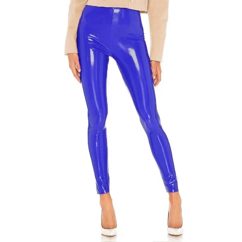 Women Faux Latex High Waist Bodycon PU Leather Pencil Leggings PVC Trousers - Picture 9 of 16