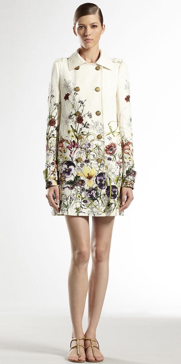 Gucci New Floral Flora Infinity Linen Trench Coat Frida Gucci New Floral Flora Infinity Linen Trench Coat Frida