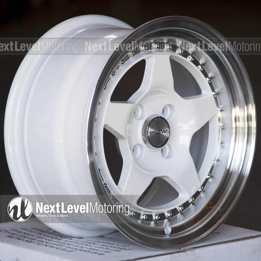 Circuit CP26 15x8 4x100 +25 White Wheels Rims 5 Spoke Fits