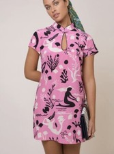 Rixo Lolita Dress Mono Sea Life Pink Size 8