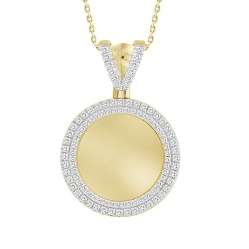 1 Cttw Diamond Memory Picture Frame Pendant Round Charm 10k Yellow Gold - Picture 2 of 3