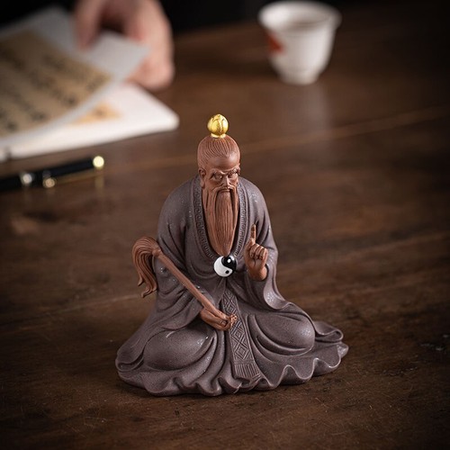 Chinese Zi Sha Clay Lord Lao Zi Statue Taoism Zen Figure Decor - Picture 2 of 8