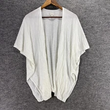 A New Day Top Women One Size White Open Front Short Sleeve Solid Acrylic Casual