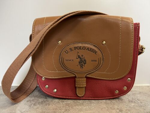 U.S. Polo Assn. Sac bandoulière ~ rouge et brun NEUF AVEC ÉTIQUETTE - Photo 1/8