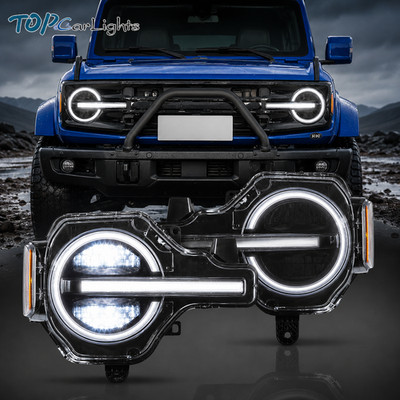 VLAND Headlights For 2021-2024 Ford Bronco Full LED DRL Headlamps Raptor Style