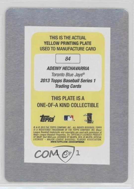 Placa de impresión Topps 2013 amarilla 1/1 Adeiny Hechavarría #84 novato radiocontrol b2t Foto 2 de 3