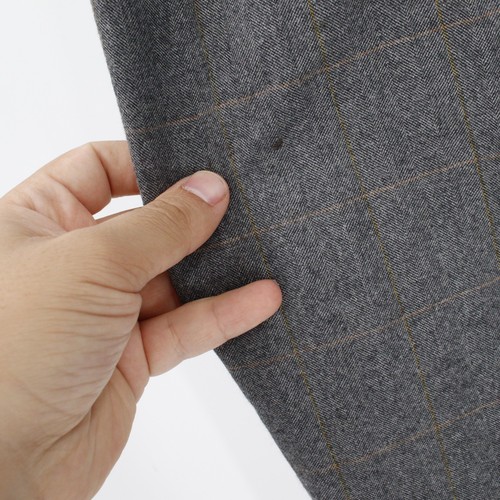 Kiton dress pants Mens 50 33x27 Gray double pleated windowpane herringbone cuff - Picture 4 of 16