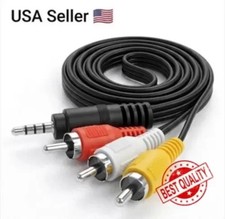 3.5mm to 3 RCA AV Cable 1M Male Aux to Video Audio Adapter Cord for TV DVD ST