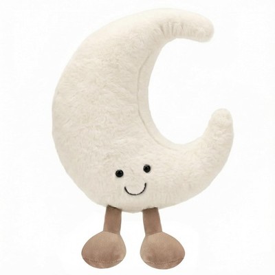 Sayudar Mondkissen - süßes Kuschelkissen Squishy Soft Standard, weiß