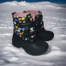 Carters Boots Girl Toddlers Size 8 M Black Hearts Waterproof Winter Snow Child