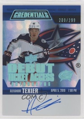 2019 Credentials Debut Ticket Access Autos /299 Tier 1 Alexandre Texier Auto hj3