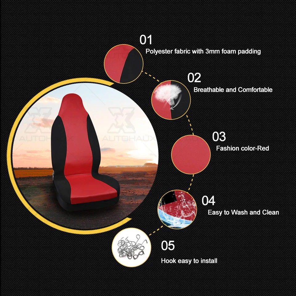 Funda de asiento de coche universal de poliéster protector de asiento delantero para la mayoría de los coches camiones Foto 3 de 4