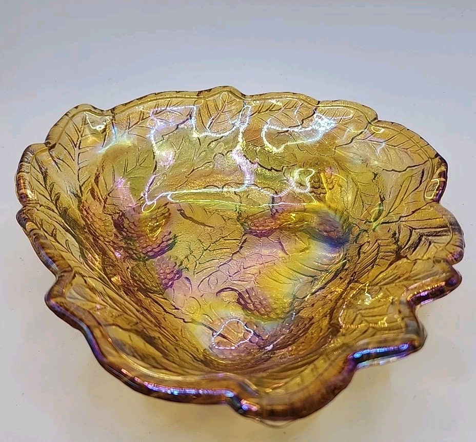 Vintage Indiana Glass Loganberry Carnival Glass Bowl 7