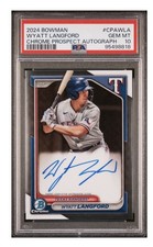 Wyatt Langford 2024 Bowman Chrome Prospect Auto Psa 10