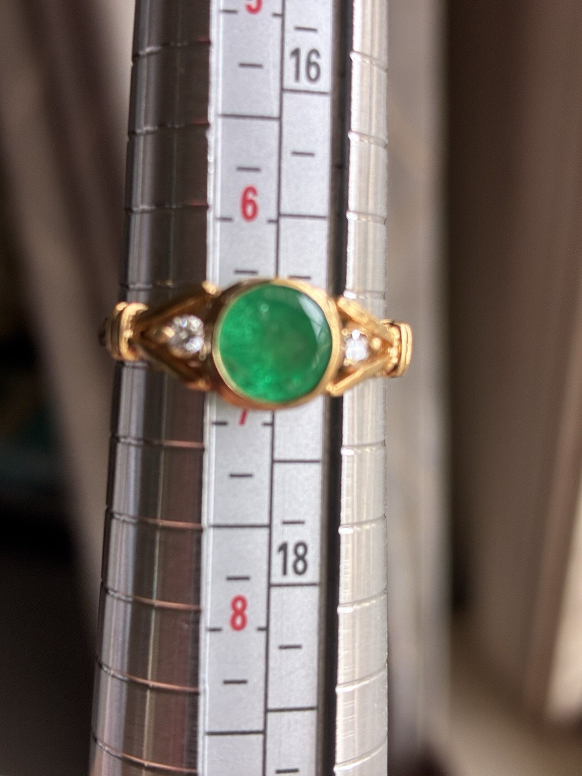 18 kt solid gold ring   natural stone colombian e… - image 3