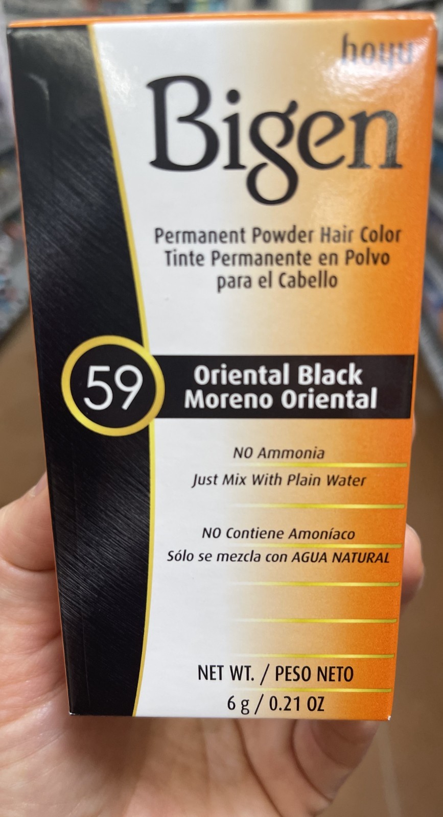 3 PACKS OF BIGEN, PERMANENT POWDER HAIR COLOR, #59 ORIENTAL BLACK, FREE SHIPPING