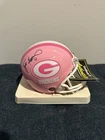 Brett Favre Picture Authenticated Autographed Green Bay Packers Pink Mini Helmet