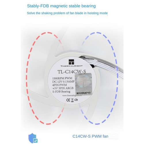14cm ARGB -C14CW-S PC Case CPU Cooling Fan Supports the5145 - Afbeelding 6 van 10