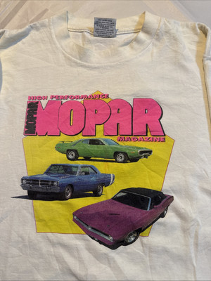 vintage high performance mopar Graphic Tshirt Car Size L White Short Sleeve 