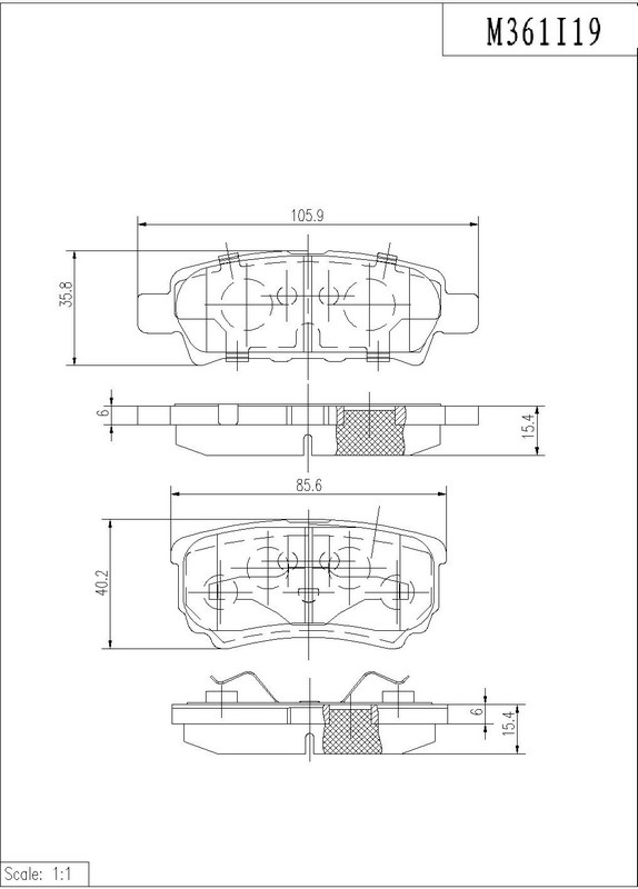 Plaquettes de frein arriere M361I19 pour les trajets quotidiens en Chrysler