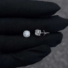 7mm Moissanite Cluster Earrings, 1.32ct Diamond Studs