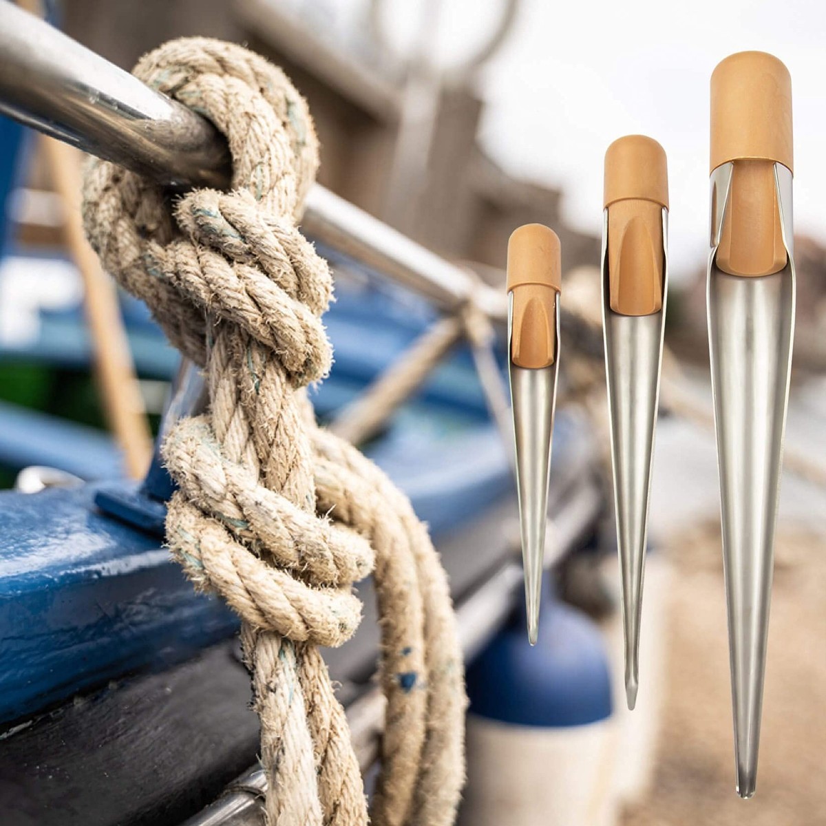 Marine Touw Splicing Fid Rvs Spikes Met Houten Handvat 180mm/280mm Lange Fit voor Dia.1/8 tot 1 Boot Touw Lijn Draad Deck Hardware Tool