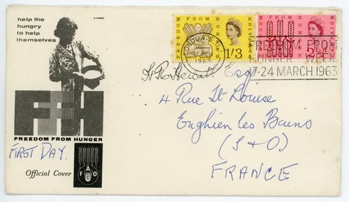 1963 GB Freedom From Hunger first day cover from London SW1 to France