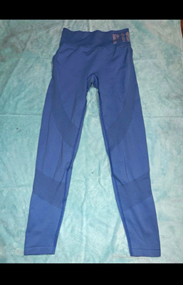 PINK Active Women s Blue Pull-On Yoga Leggings Logo Stretch Size S
