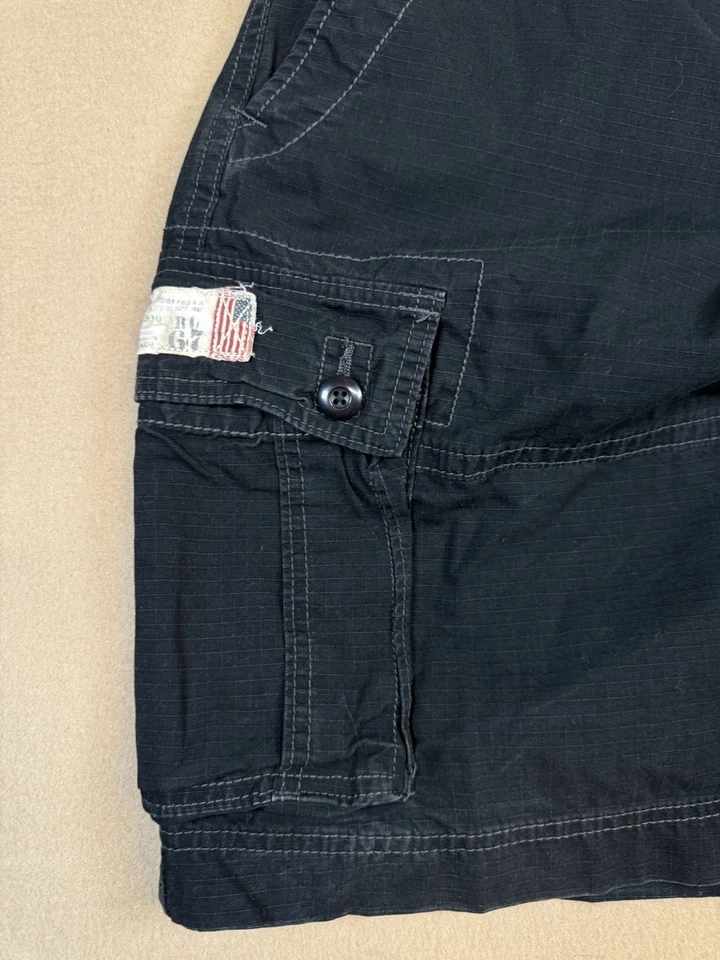 Pantalones Cortos Militares Vintage Y2k Polo Jeans Company Negros Sueltos Carga Para Hombre Talla 32 Foto 2 de 4