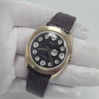 Vintage 70s Timex Marlin Gold-Tone Telephone Dial Watch Black Dial Phone