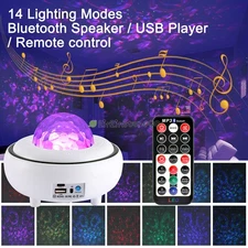 Bluetooth LED Galaxy Starry Sky Projector Night Light Music Speaker Remote Lamp