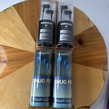 Lot 4 Magnavox Shuffle In Ear  snug fit Headphone Clear Bass Black  Blue Bnk2