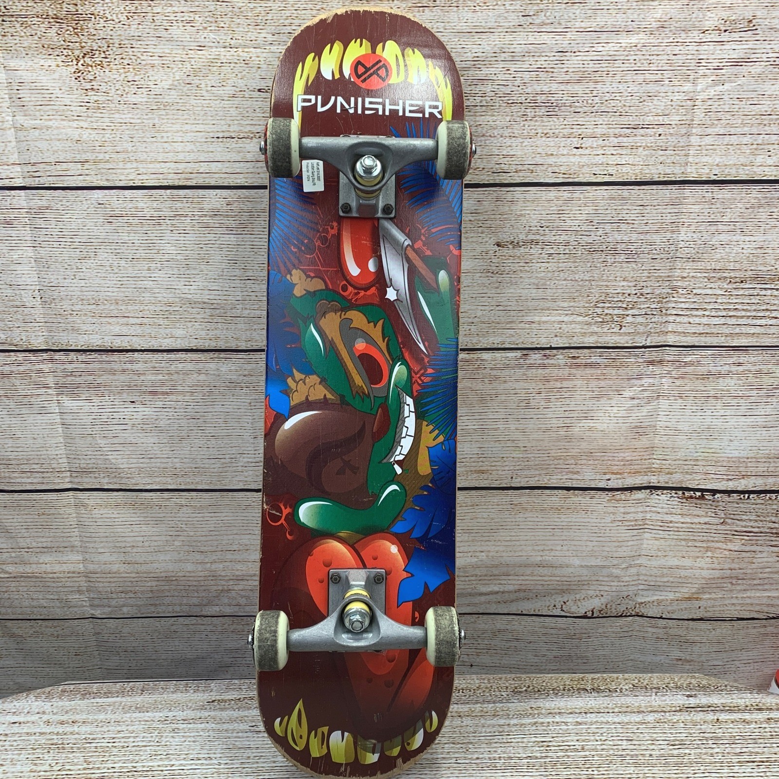 Punisher Skateboard Complete, 31" Comic Character Deck, Riding Skateboard