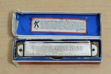 Vintage Hohner Marine Band Harmonica #364, Key C, Made in Germany w/Box