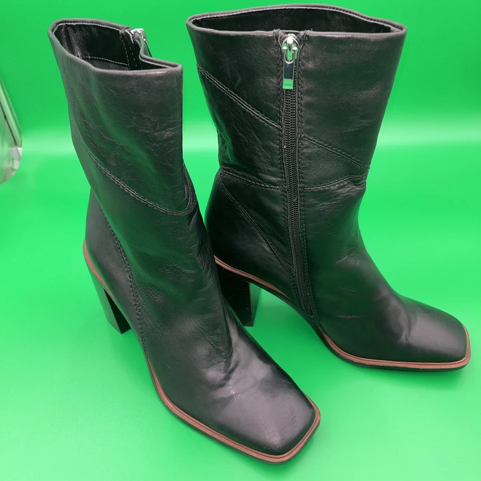 Botines de cuero para mujer Franco Sarto talla 9,5 M L-Stevie negros con cremallera Foto 2 de 4