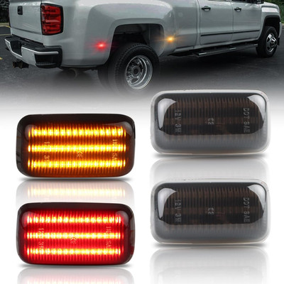 Offkat Front Rear Ultra-Bright 3-Row Full Led Dually Fender Side Marker Lights