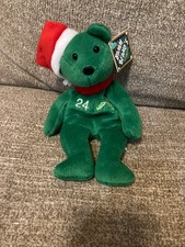 Rare 1998 Salvinos Bamm Beanos Ken Griffey Jr. 24 CHRISTMAS GREEN Teddy Bear