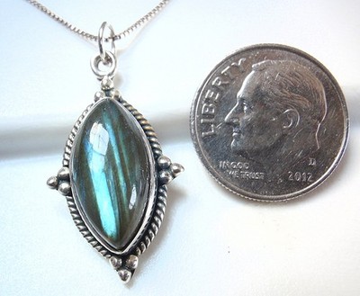 Labradorit 925 Sterling Silber Anhänger mit beweglichem Katzenauge Effekt erhalten Sie genau