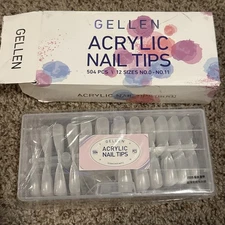 Gellen Stiletto Fake Nails 504Pcs Nail Tips, Acrylic Nail Kit 12 Sizes New Read