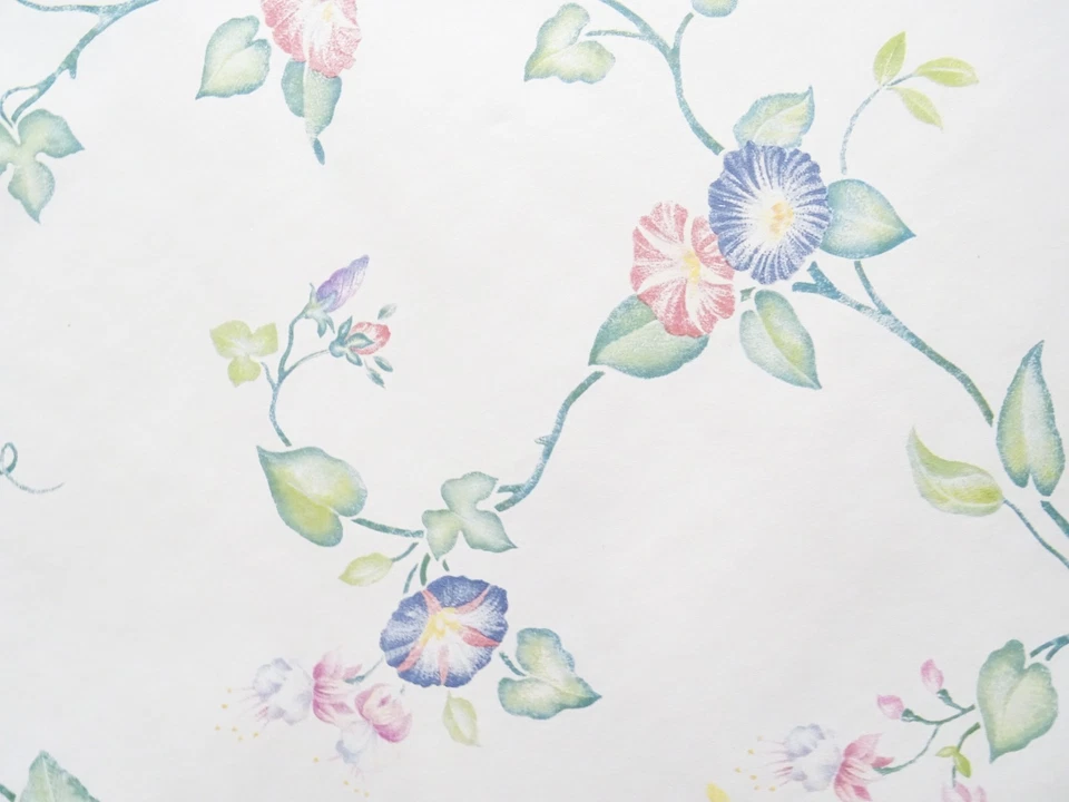 5 Rolls Pretty Red Blue Flowers Green Vines Cottagecore Wallpaper 280 Sq Ft - Image 2 of 4