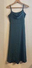 SHEIN Dress Womens Small Dark Green Spaghetti Strap Layered Cowls Bust Midi