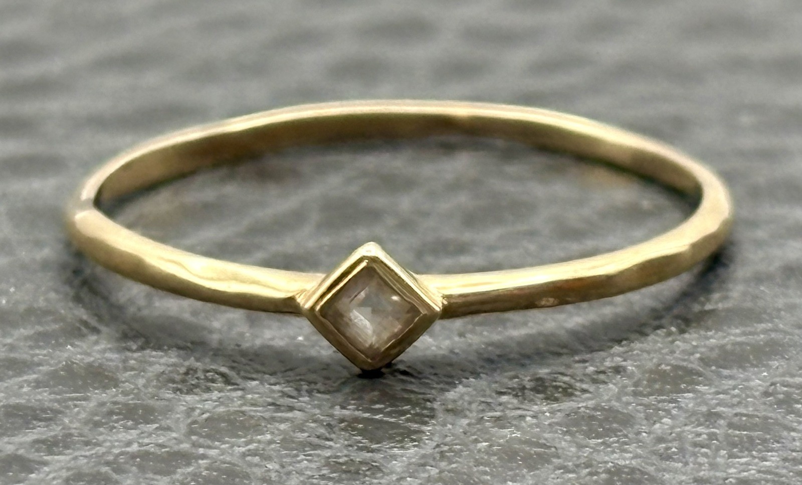 Solid 14K Yellow Gold Solitaire Stackable Ring Sq… - image 3