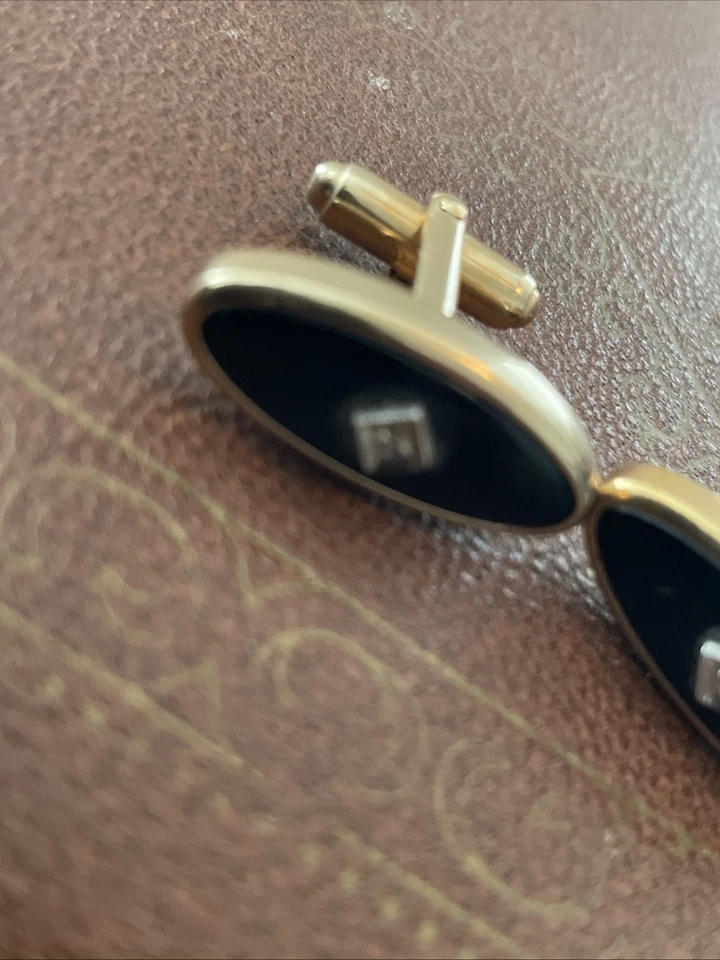 Juego de gemelos vintage 1/20 gemelos de ónix Anson rellenos de oro 12k Foto 2 de 4