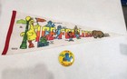 1974 Vintage Sesame Street Muppets Ice Follies Pennant Flag And Button Pin USED — photo 1