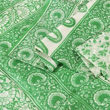 Sanskriti Vintage Sarees Green  White Kalamkari Pure Cotton Printed Sari Fabric