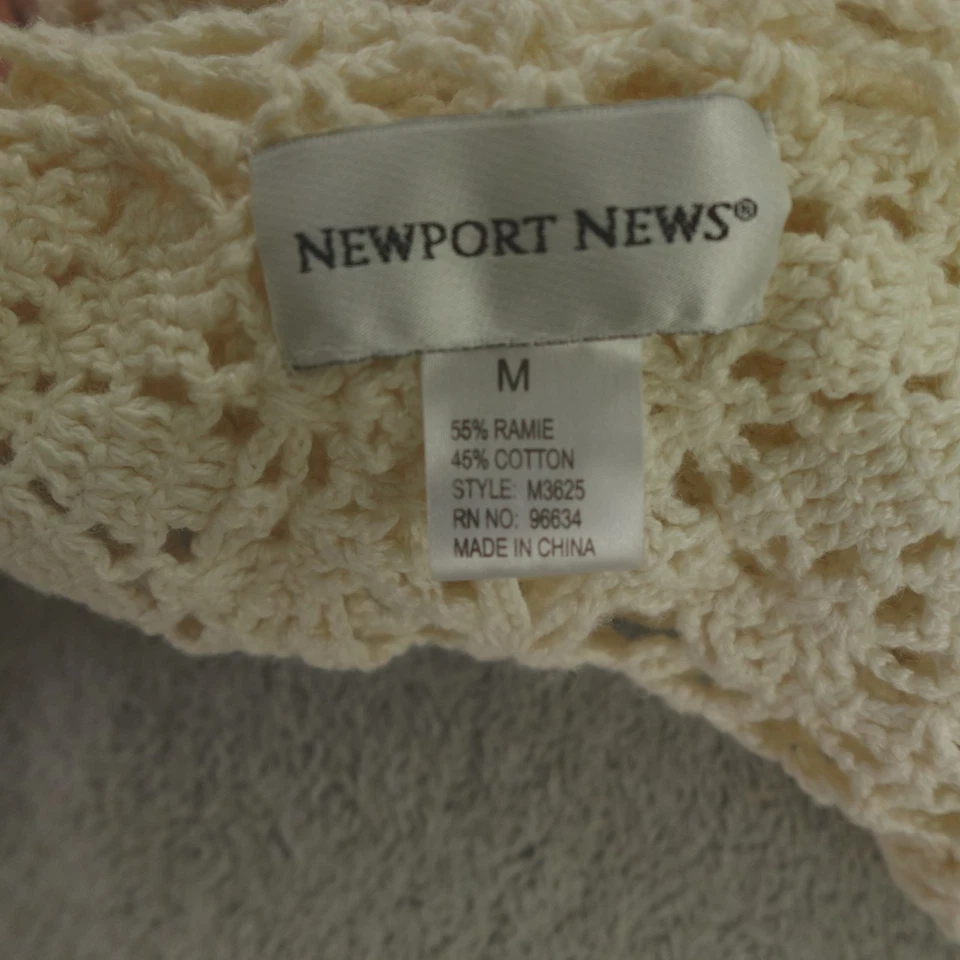 Suéter Newport News Mujer Mediano Crema Crochet Plumero Cárdigan Foto 3 de 4