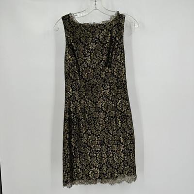 Adrianna Papell Womens Gilded Baroque Metallic Lace Dress Size 0 Feminine  Glam | eBay