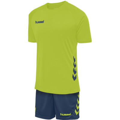 Hummel Kinder Trikot Set mit Hose Gelb Grün Rot Weiß Blau Trikotset Fußball
