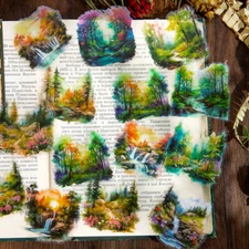 Woods Cabin PET Stickers 30Pcs Scrapbook Art Junk Journals Planner Papercraft