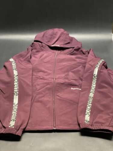 supreme reflective zip hooded jacket purple size: M